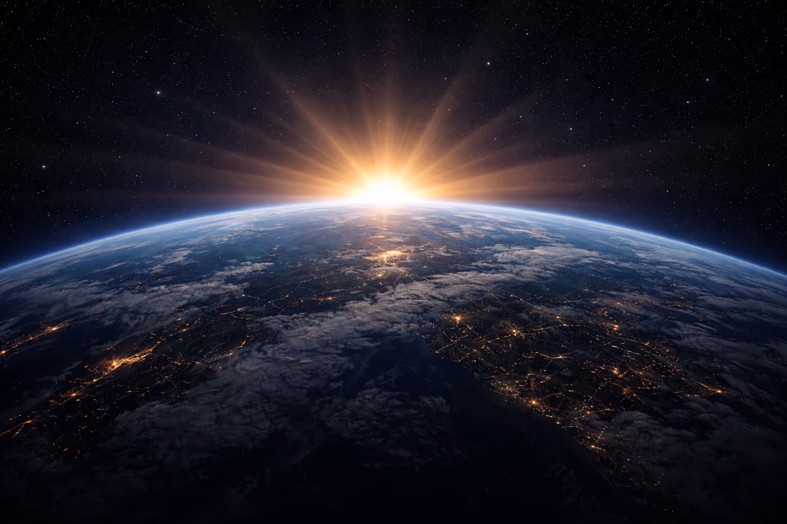 Earth's limb at sunrise, photographed from orbit